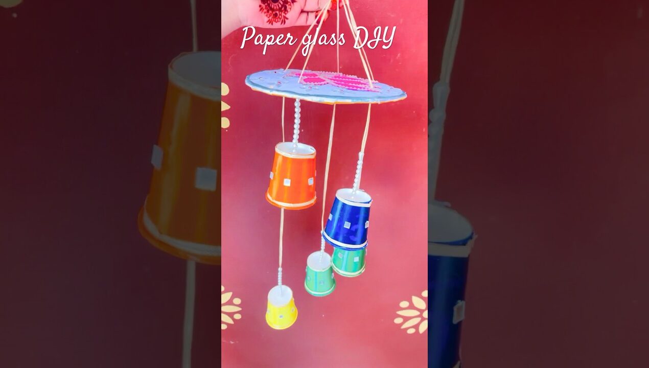 Easy paper glass wall hanging DIY| home decor ideas #shorts #viral #diy #papercraft #craft #trending