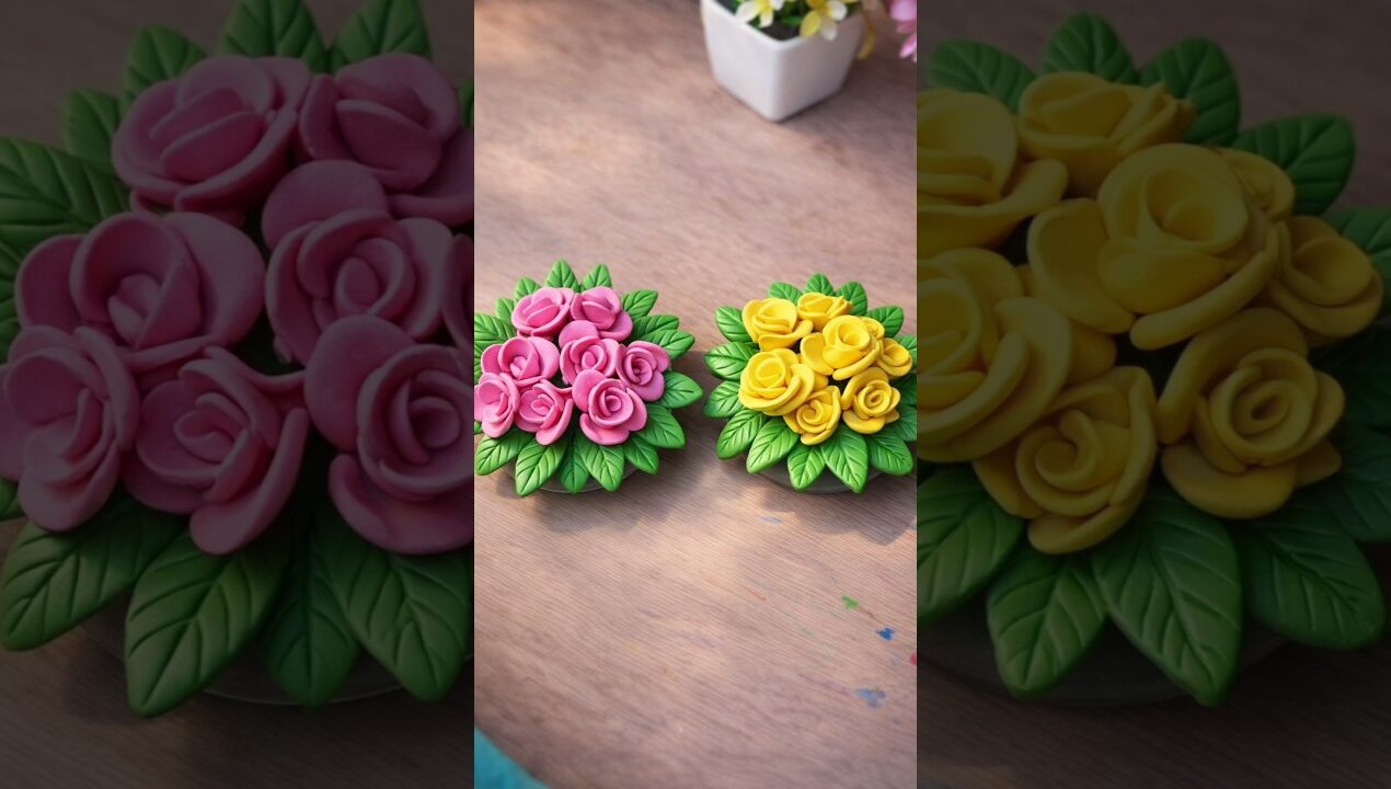 Diy Clay Flower Making 🌺 _ Easy 3d Rose Craft ideas _ #diy _ #vandanadiyideas _ YouTube shorts decor