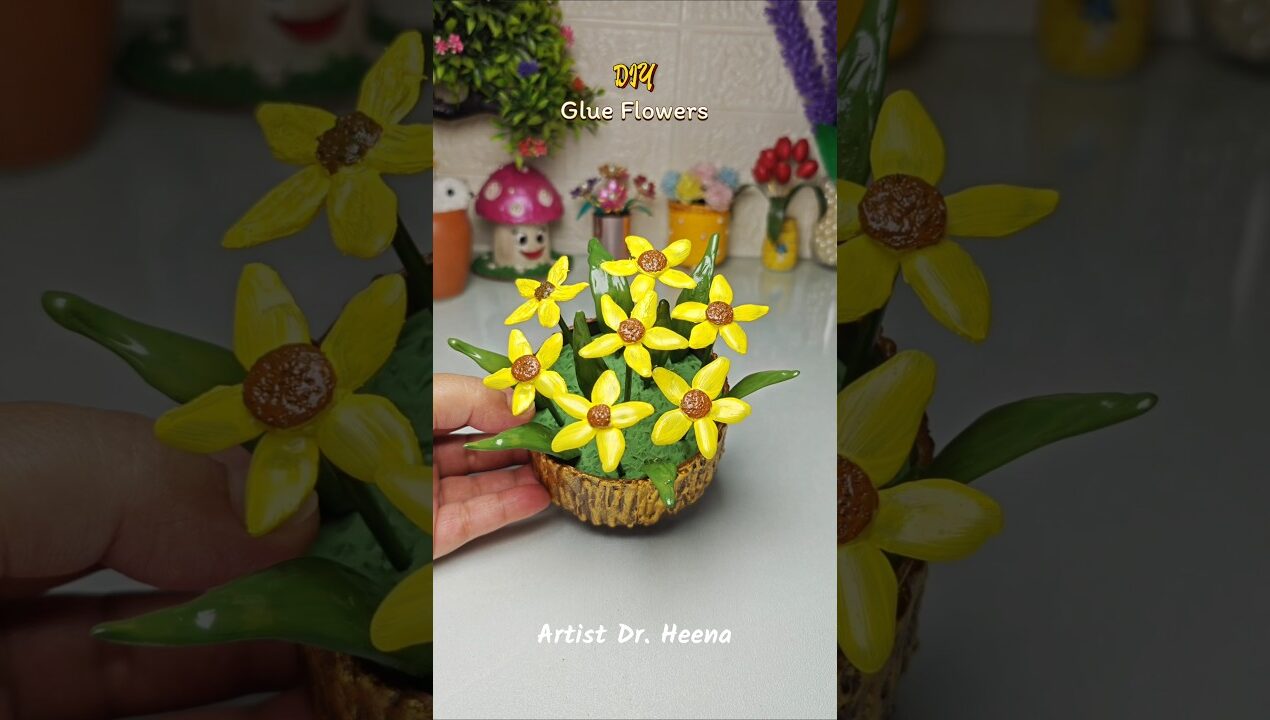 DIY Glue Flowers 🌼🌿 #shorts #diy #flowers #viralshorts #diycrafts #trending #artandcraft #handmade