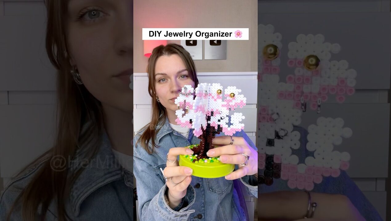 DIY Cherry Blossom Jewelry Organizer! 🌸✨ #diy #craft #viral #trending