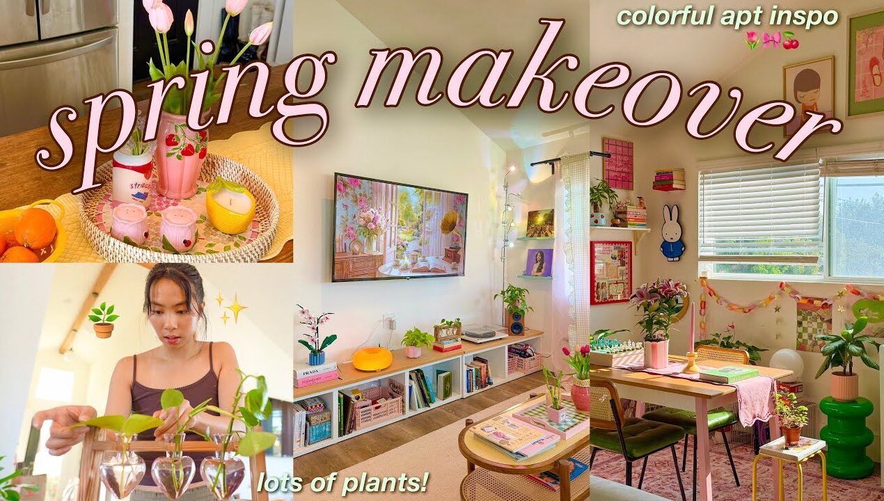 I turned my APARTMENT into a whimiscal dream🌷(thrifting, colorful diy’s, plant & SPRING DECOR haul)