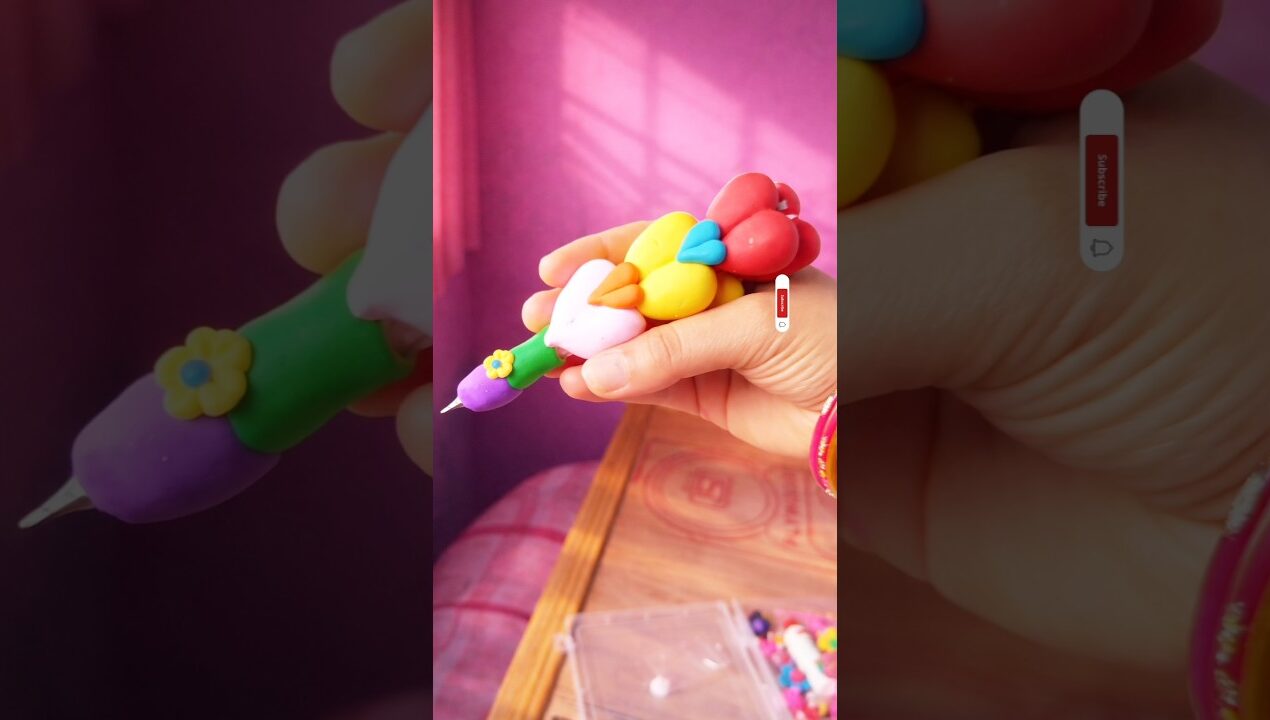 Pen Decoration With Super Clay _ Penmakeover _ #pen #diy craft #ideas _ #Youtube shorts #superclay