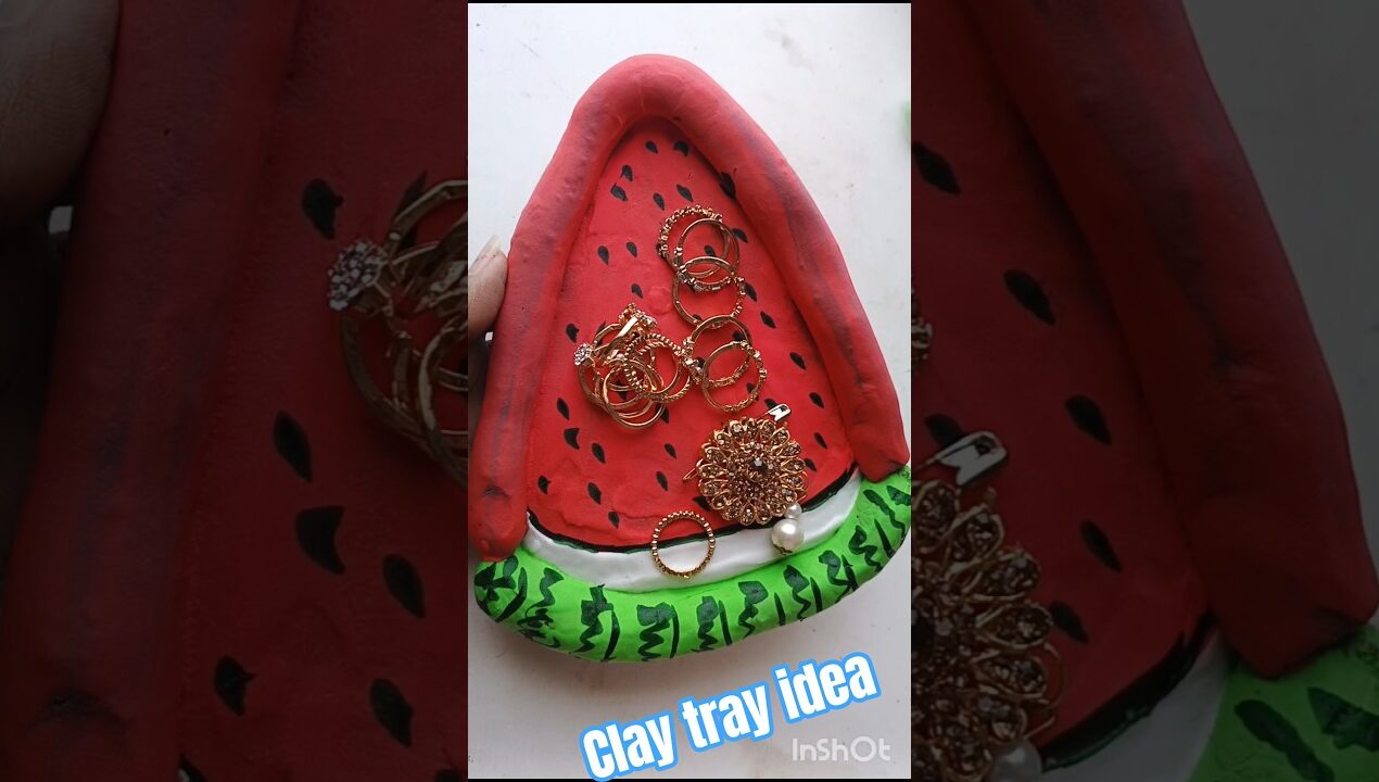 Diy idea‼️💕Super clay diye 🌈 watermelon  tray banano🏖️#art #craftycorner #crafty #craftyideas #clay🤣