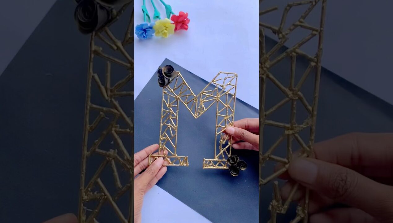 3D Letter M From Bamboo Stick room decor ￼ #diy #craft#handmade
