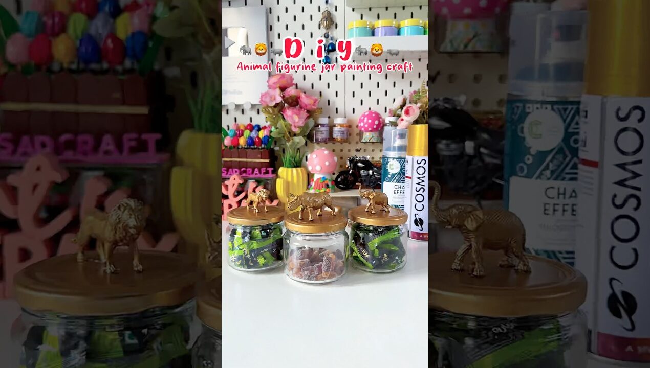 DIY Jar Painting Craft 🦛🦁🐘#shorts #viralshort #reuse  #diy #handmade #crafting #trending