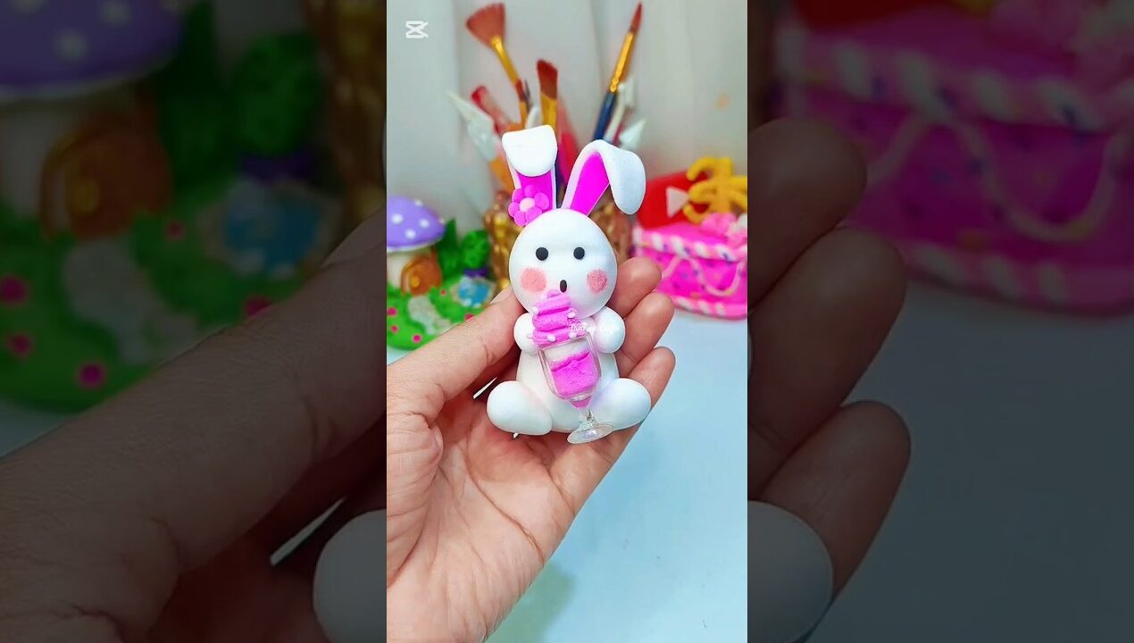 DIY clay bunny🐇🌸#diy #bunny #shorts