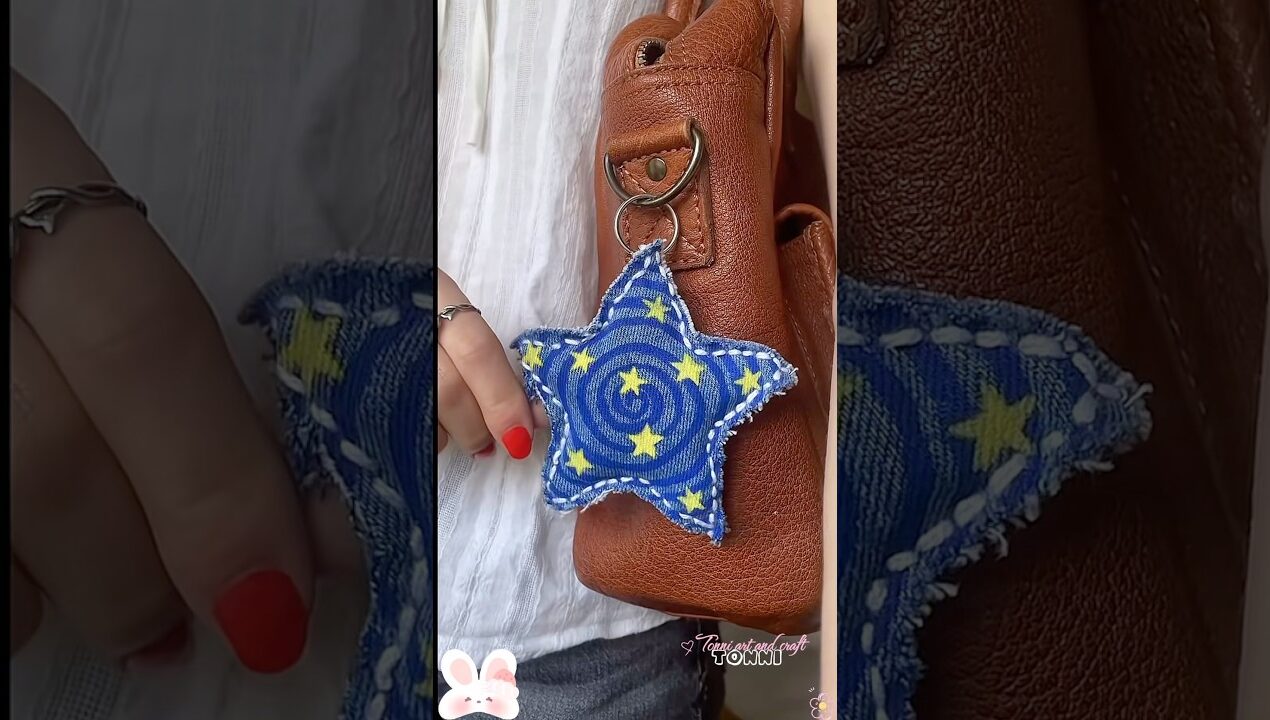 Cute DIY idea jean star Keychain