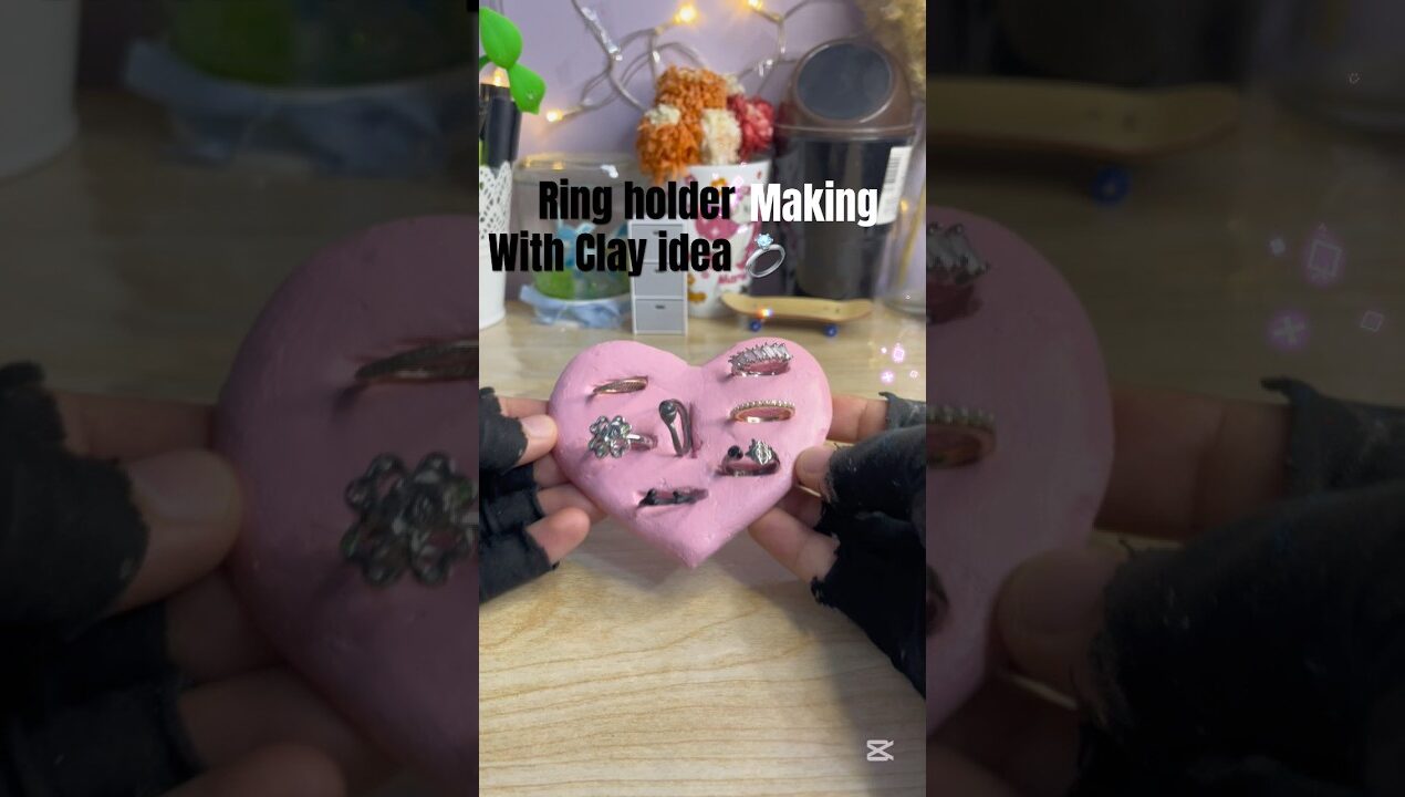 Ring holder DIY idea 💍🩷🤍#hkeglart #diy#ideas #crafting #clayart#claycraft#ringholder #clayarteasy