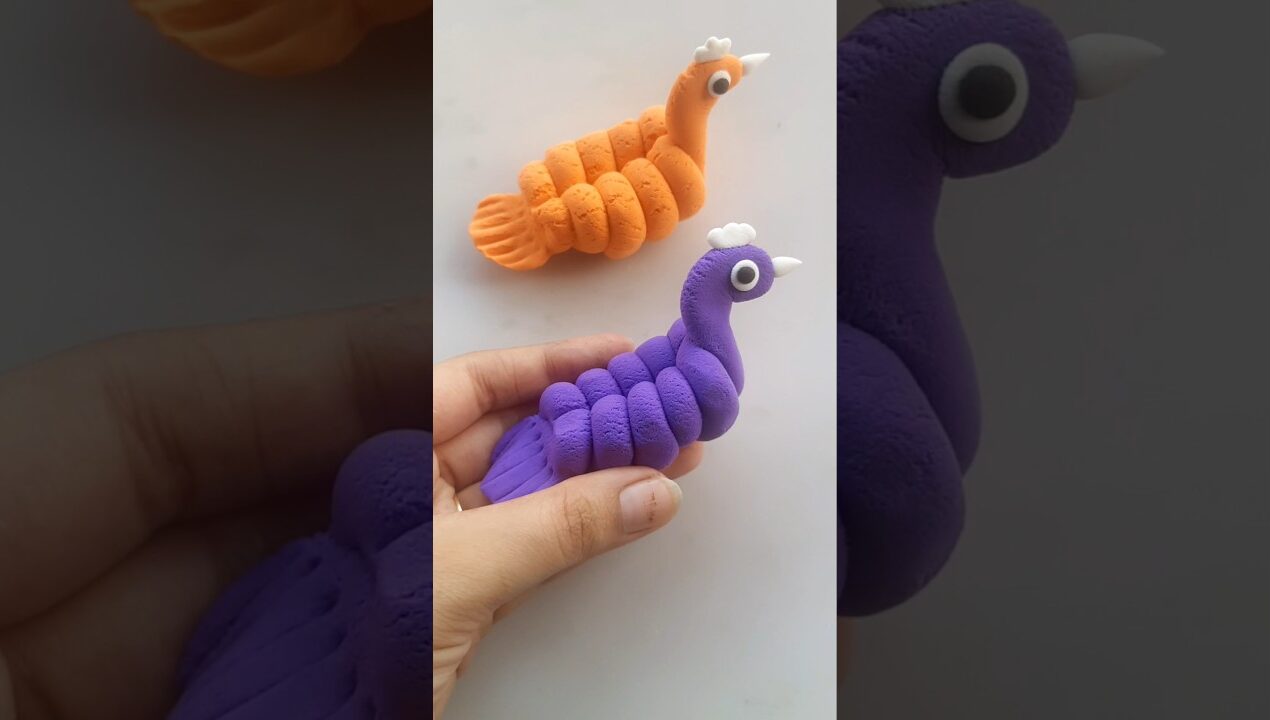 DIY idea 💞 How to make easily peacock 🦚 with Super clay #trend​ #clay​ #music​ #funny​ #clay