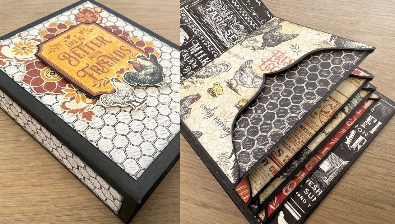 Craft Smarter, Not Harder! DIY Mini Album Using ONLY 4 Sheets of Paper + Ornate Gatefold Die