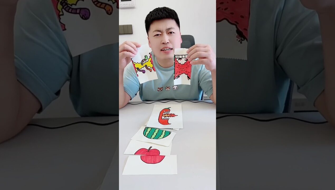 3D Foldable Fruit Art! 🍉 Drawing Surprise Reveal #craft #diy #funny #art #shorts #creative #viral