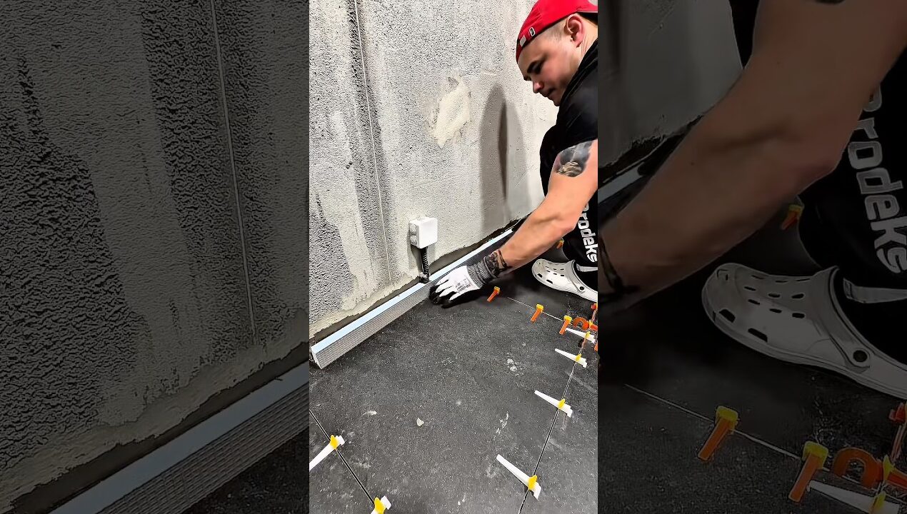 Плинтус с бортиком в парилке🔥✅ #плиточникмосква #ваннаподключ #ремонт #укладкакерамогранита #diy