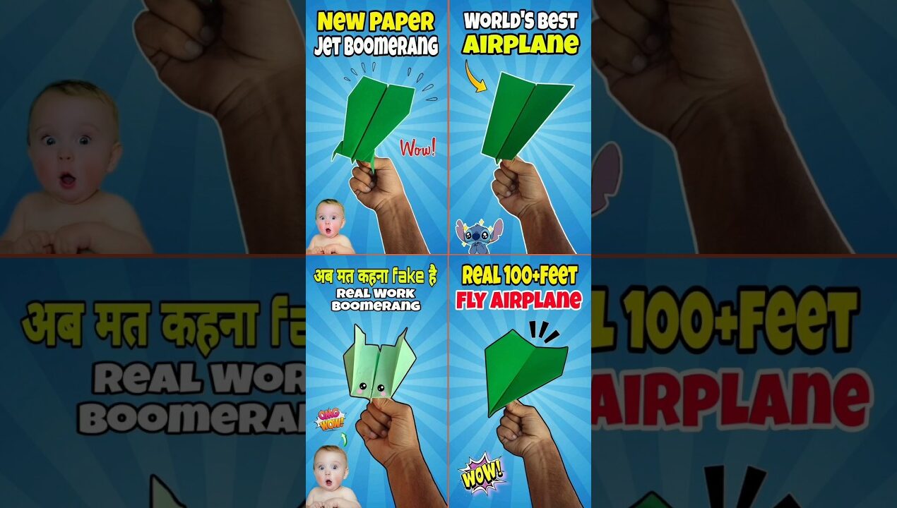 4 amazing papers toys , how to make new paper crafts , how to make a boomerang #shorts