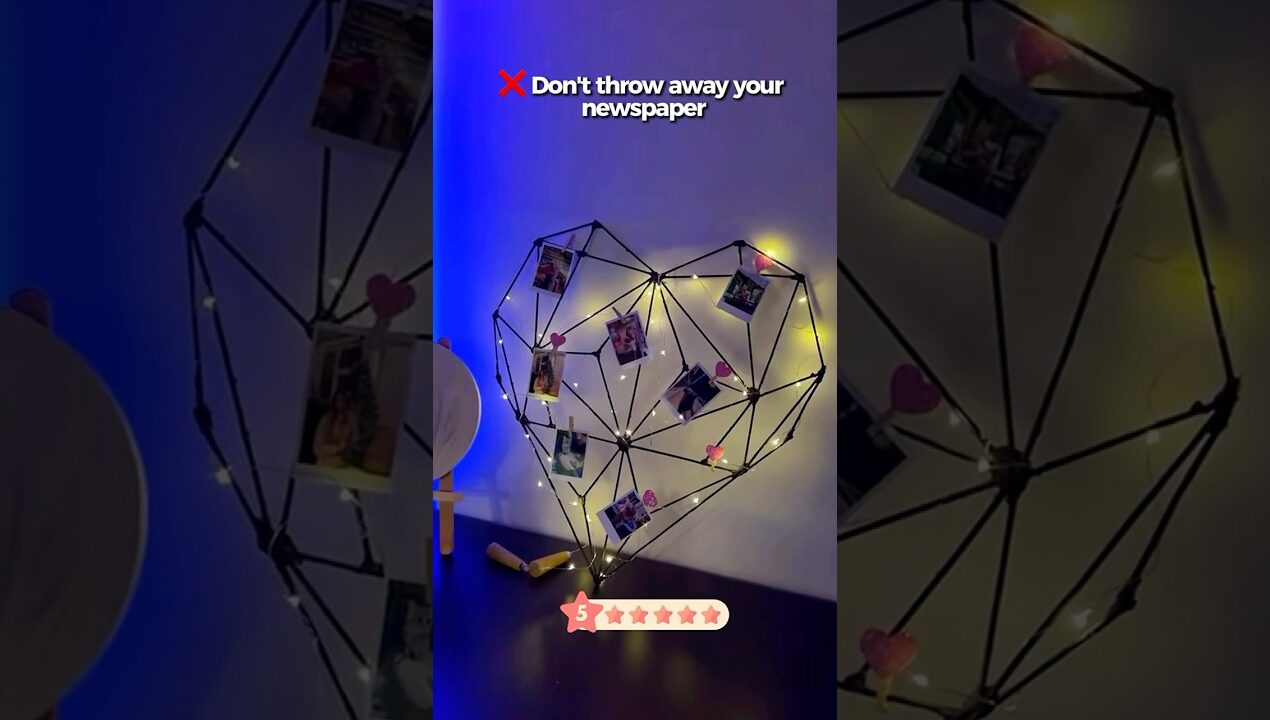 DIY heart shaped wall hanging for  Memorial photos with Love 💖 ✨#shorts #art #diy #craft #youtube