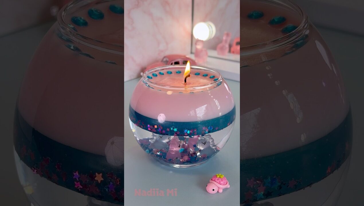 🦄 DIY Pink & Blue Water Candle with Tiny Unicorns ✨ Satisfying ASMR