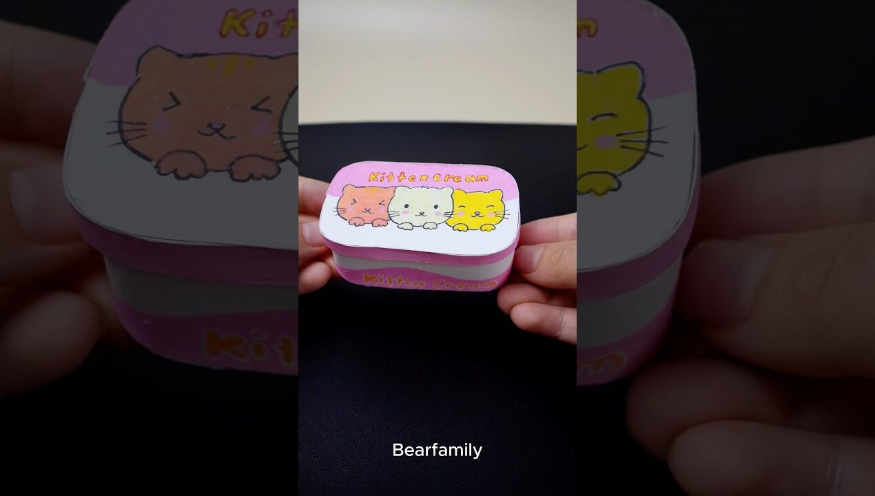 Cute Cat Ice Cream Box DIY 🍦🐱 | Clay & Paper Craft | BearFamily #shorts #toys #funny