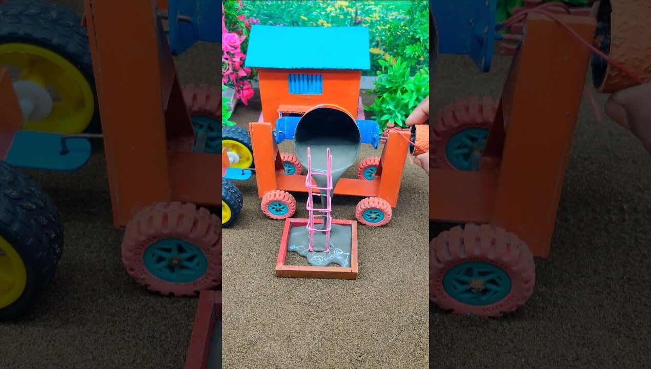 😲Mini tractor create a cement pillar step by step  🔥DIY construction machine #shorts