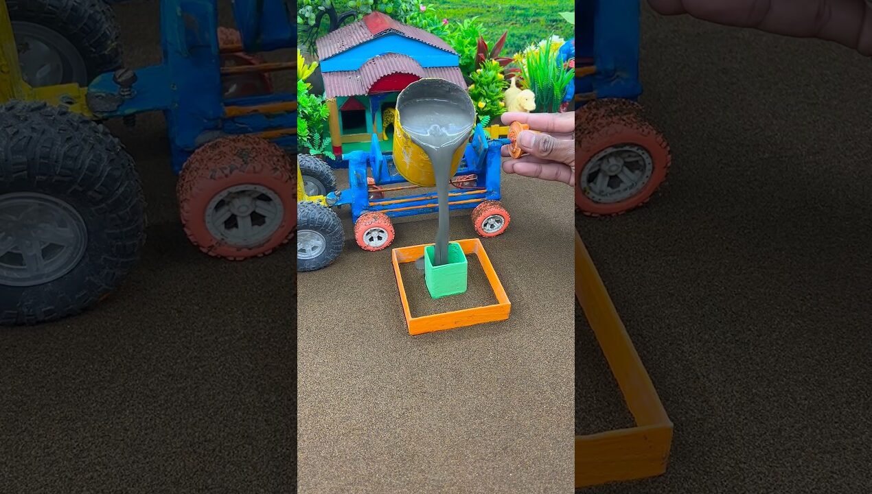 😱 Diy Real Working Mini Tractor Making Cement Pillar | Amazing DIY Construction Machine 🚜 #shorts