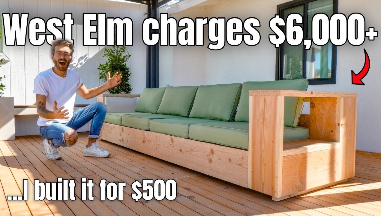 West Elm Charges $6,000… I Built it for $500. DIY Modern Outdoor Sofa