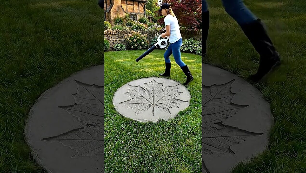 Real Maple Leaves Into Concrete and Made the Most Beautiful Pathway #diy #pathways #garden