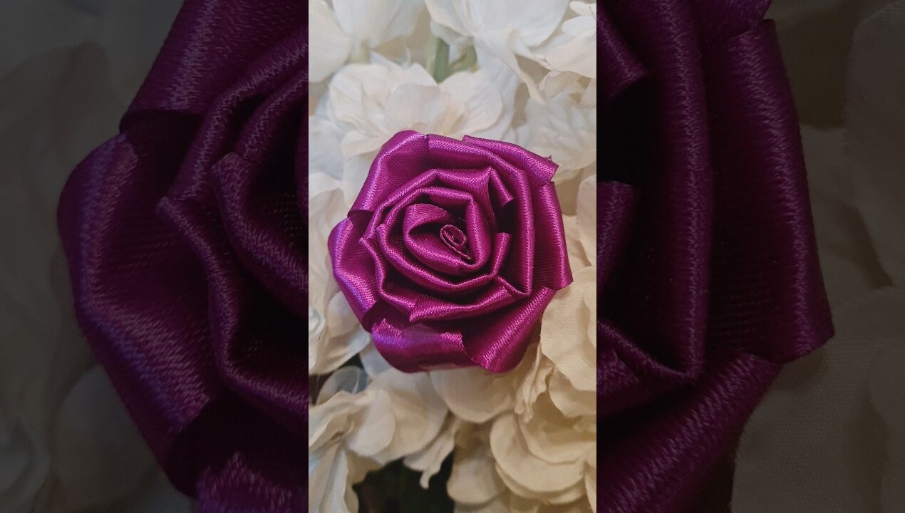 DIY Ribbon rose|Flower making with ribbon #diy #shorts #craft #trending
