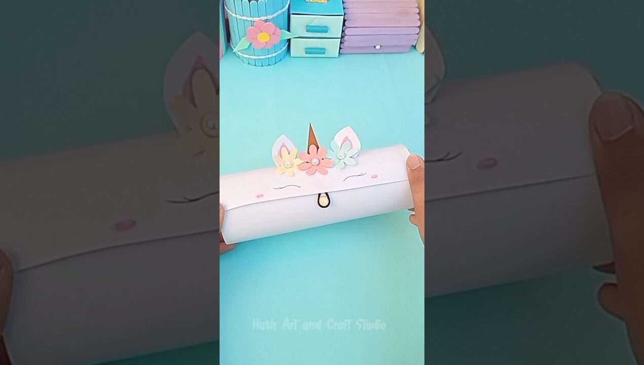 DIY Unicorn Pencil Case 🦄✨ | Easy Paper Craft Idea |#shorts #diy #trending