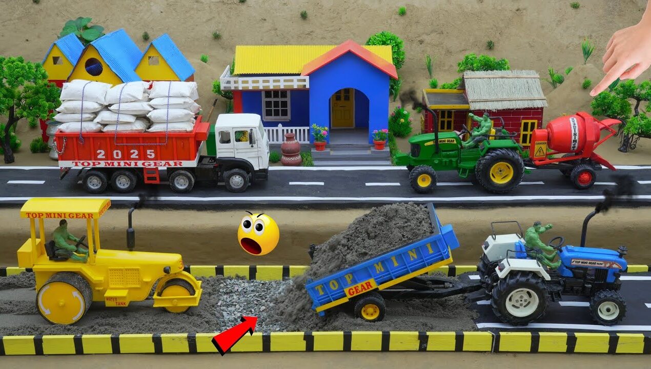 DIY Mini Tractor Road Roller Builds Concrete Road | Amazing Construction Science Project@topminigear