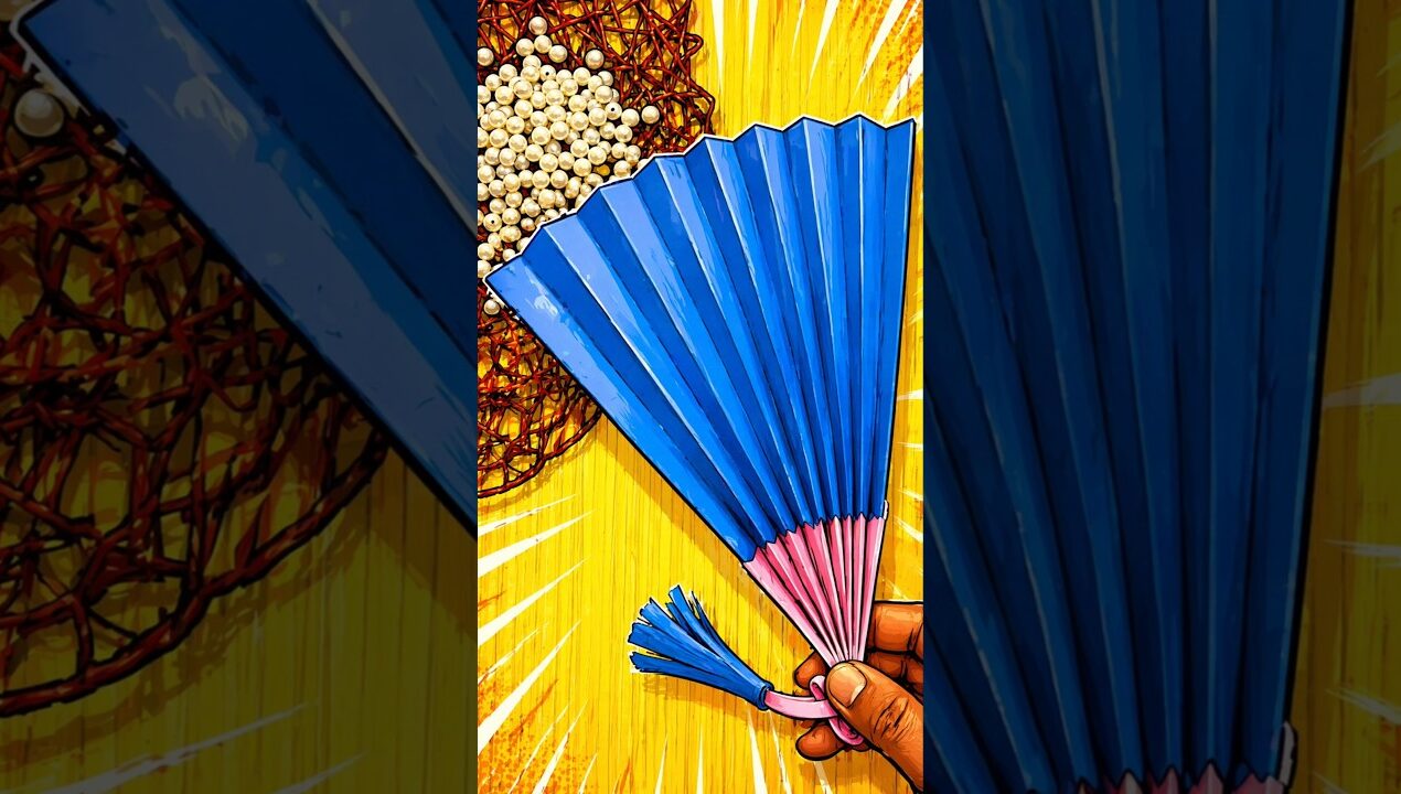 Paper Fan Craft idea for kids/ Paper Fan Making at home #ytshorts #craft #shorts #viral#diy #art