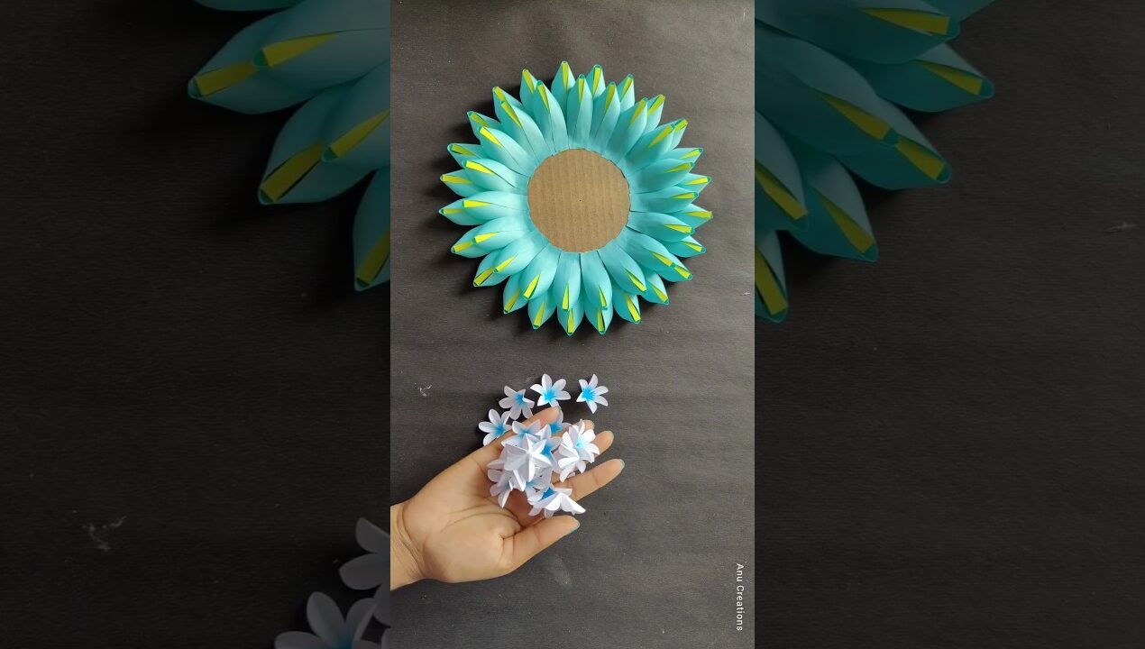 Paper Flower Wall Hanging Craft #diy #paperwallcraft #wallhanging #homedecor #shorts