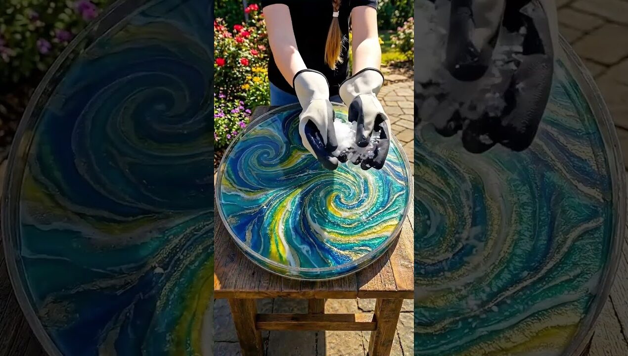 Epoxy Resin Art Coffee Table Build That's Absolutely Hypnotic #shorts #diy #satisfying