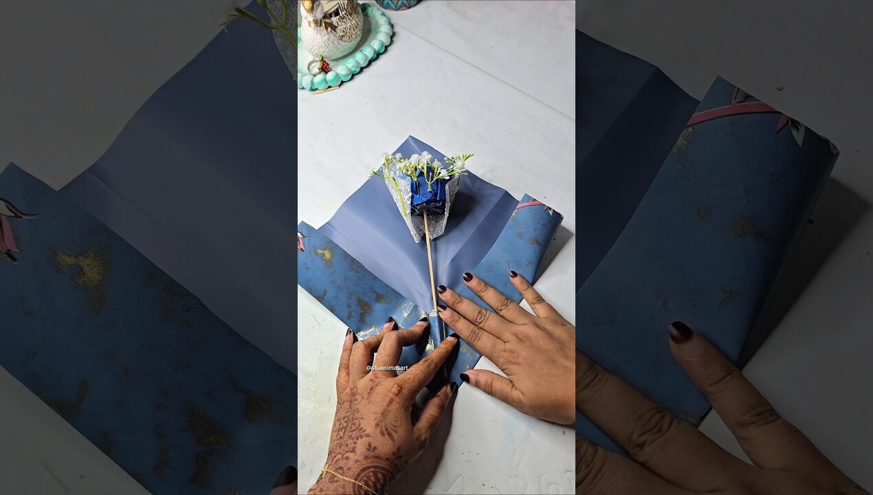 1 rose ribbon flower bouquet tutorial 💐😍💖 #easytutorial #diy #shorts