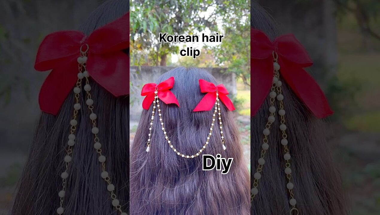 DIY Korean hair clip  #diy #shorts #koreanhairclip ￼