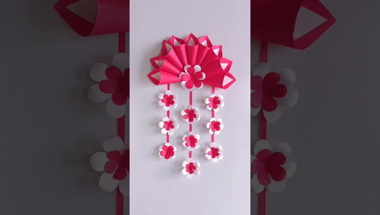 Quick &  Paper Wall Hanging Ideas /Heart Flower Wall decor / CardboardReuse/Room Decor DIY