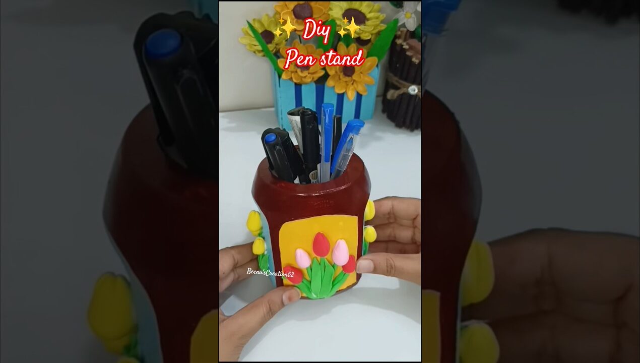 Diy Pen stand with Waste fevicol bottle / Pen holder craft ideas #diy #craft #shorts #viral