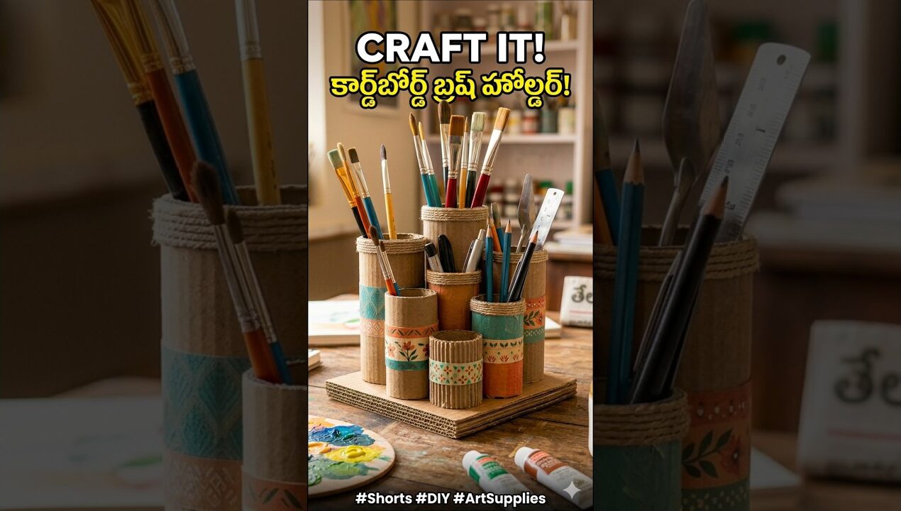 cardboard DIY brush holder #diy #craft #art #ownvoice