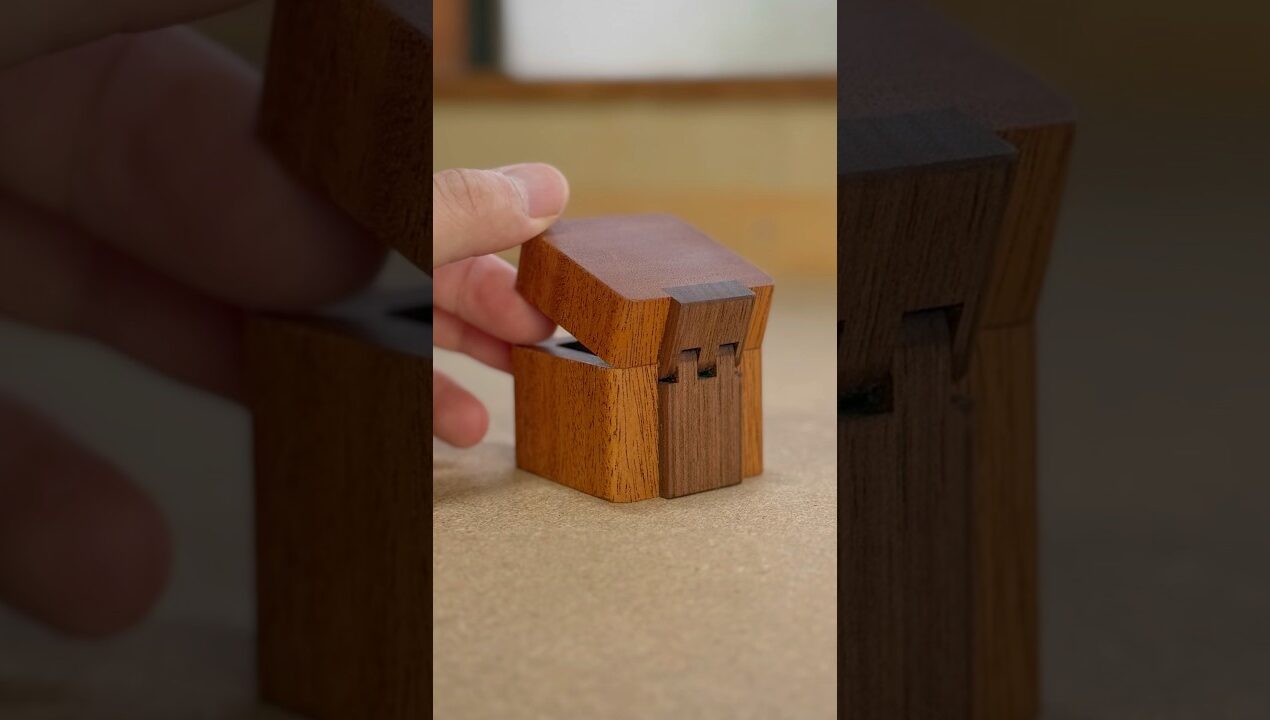 Ingenious Wooden Hinges on a Tiny Box #shorts #woodworking #diy