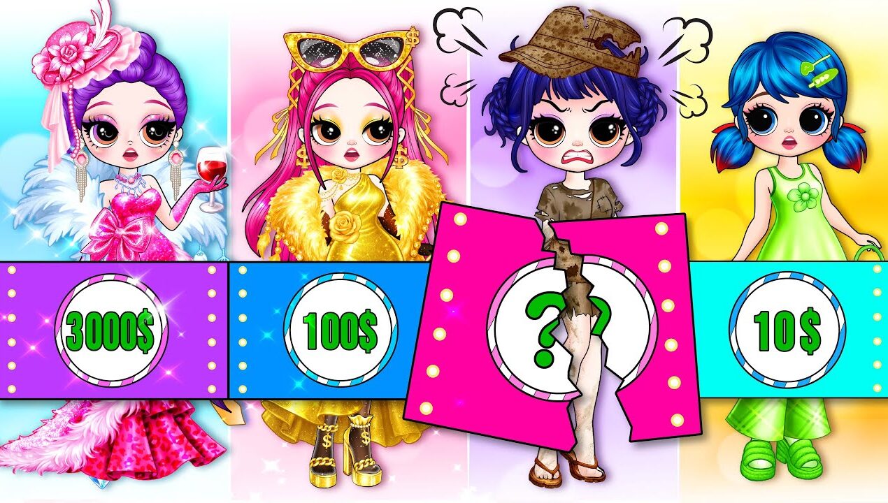 Glow Up Shopping Fashion Challenge with Rumi, Zoey & Mira | DIY Fashion Paper Dolls