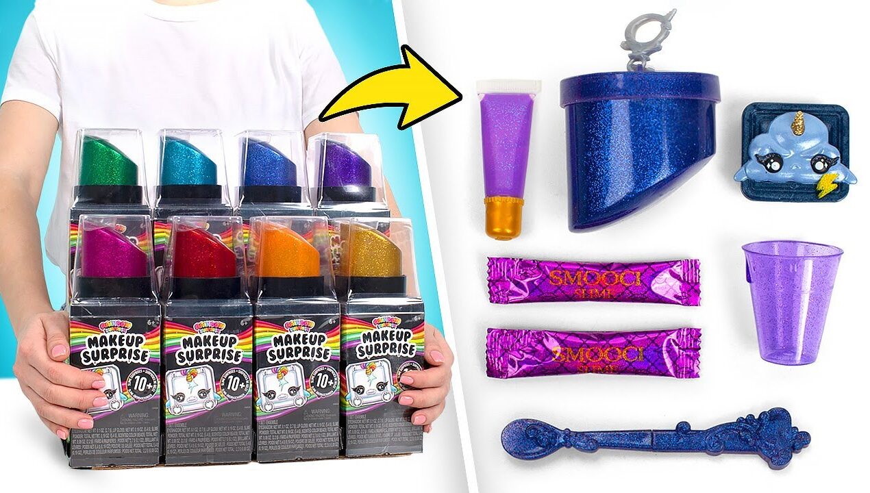 Rainbow Surprise Makeup! 💄✨ 8 Set Lipstik & Slime DIY Seru