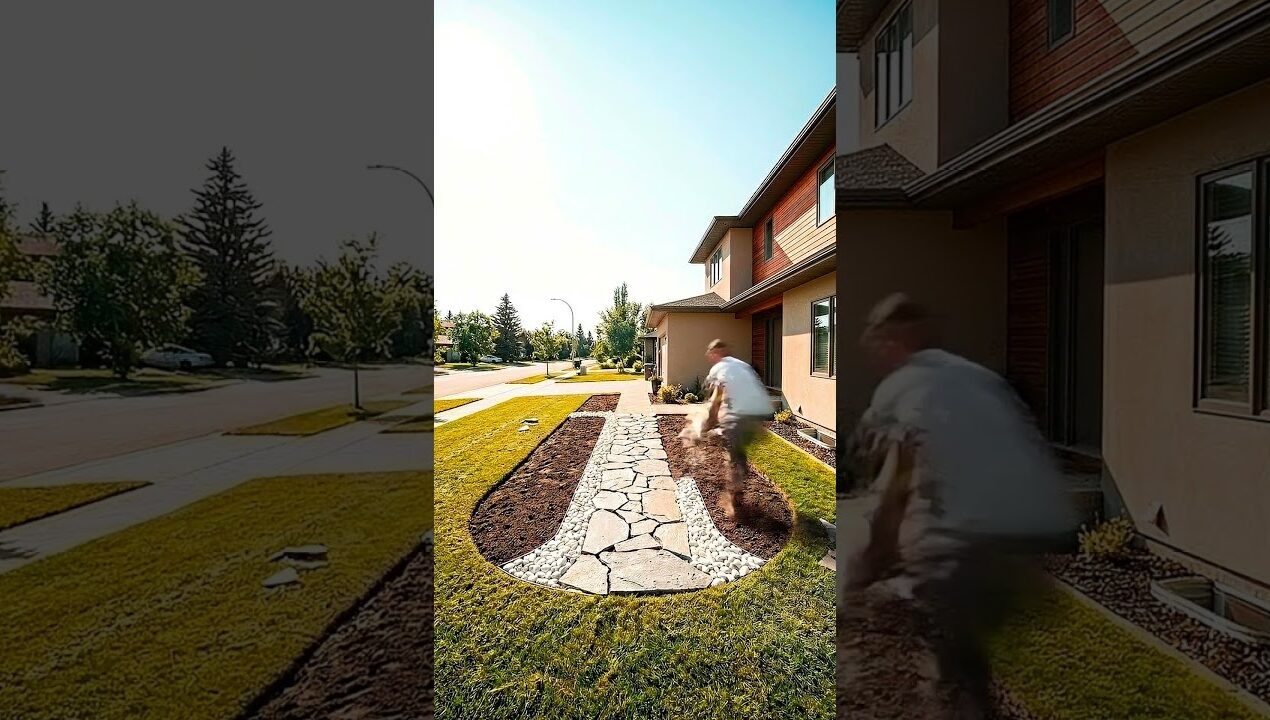 DIY Front Yard Transformation: Stone Path + Red Flowers 🌺