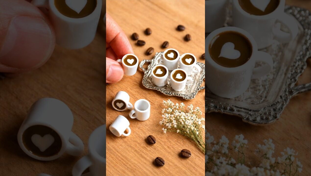 Miniature Coffee Cups That Look TOO Real ☕🤯 | DIY Miniature Craft  #shorts #diy #crafts #barbie