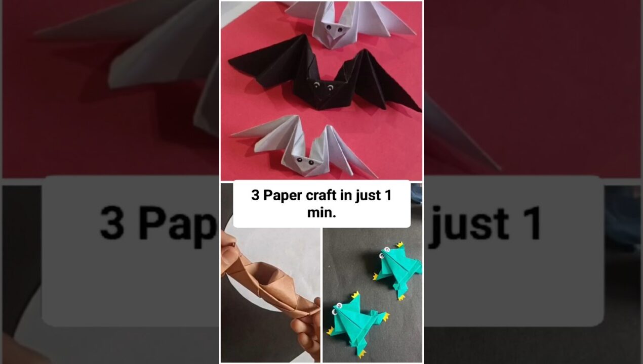 3 Paper crafts in just 1 minute. #shorts #papercraft #diy #craftideas #homedecor #art
