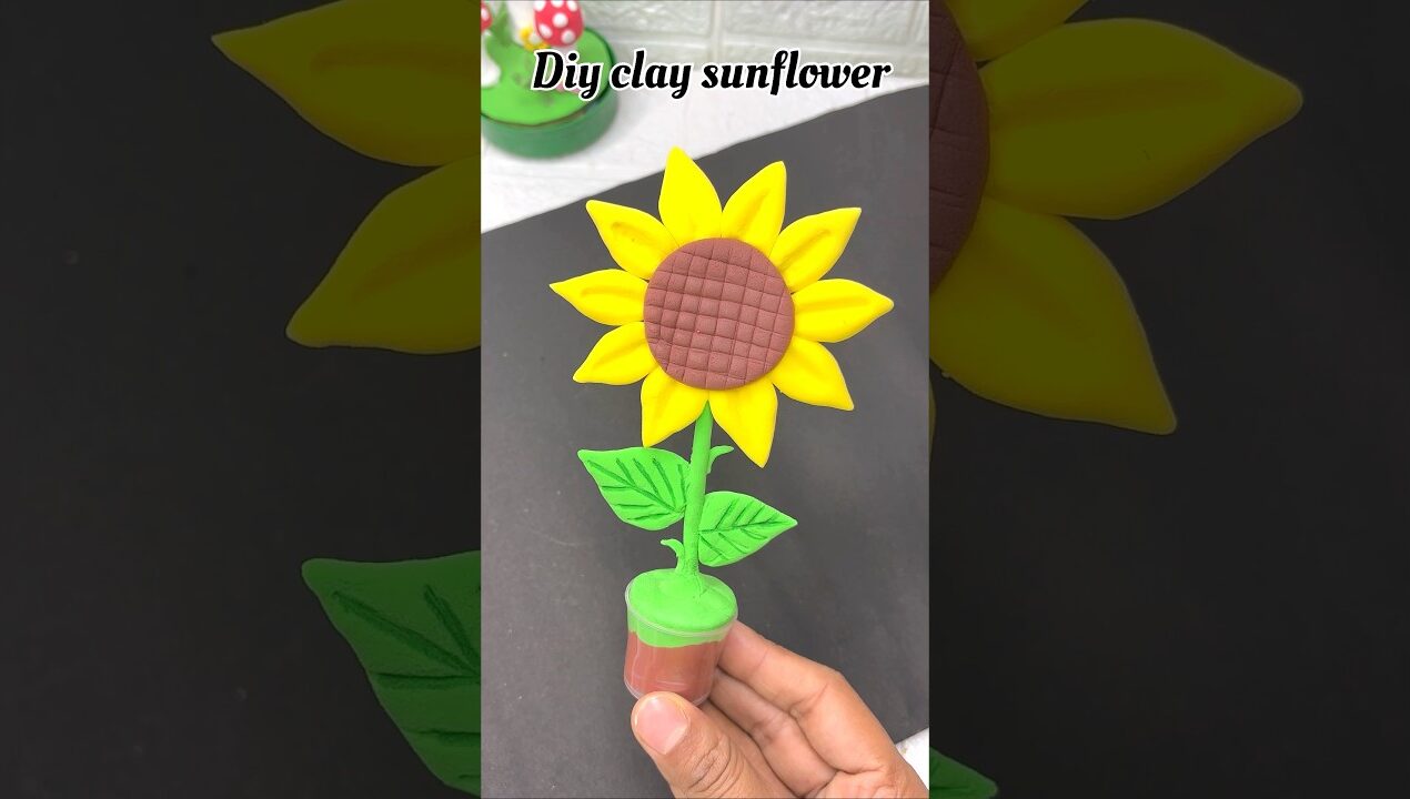 Diy clay sunflower🌻 for kids #diy #sunflower #kidsvideo #clayart #cartoon #shortsfeed #craft #kids
