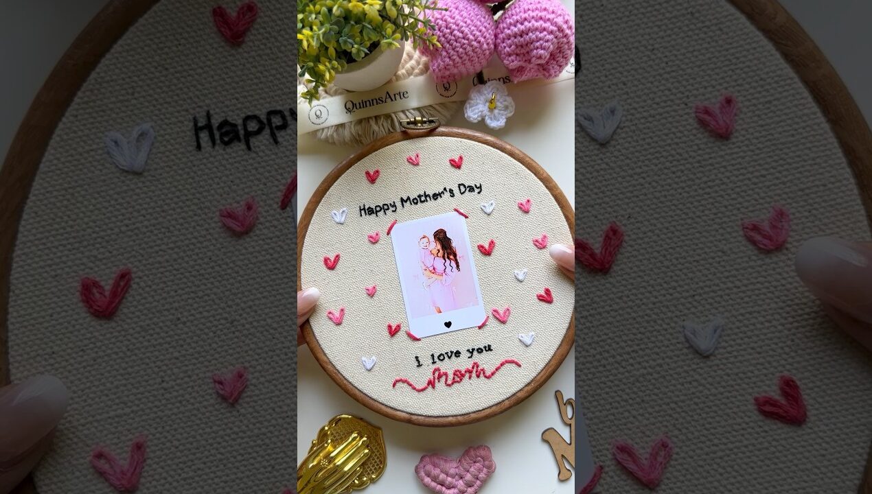 Mothers Dat Gift idea embroidery🌸🎀 #diy  #diygift #mothersday #giftideas