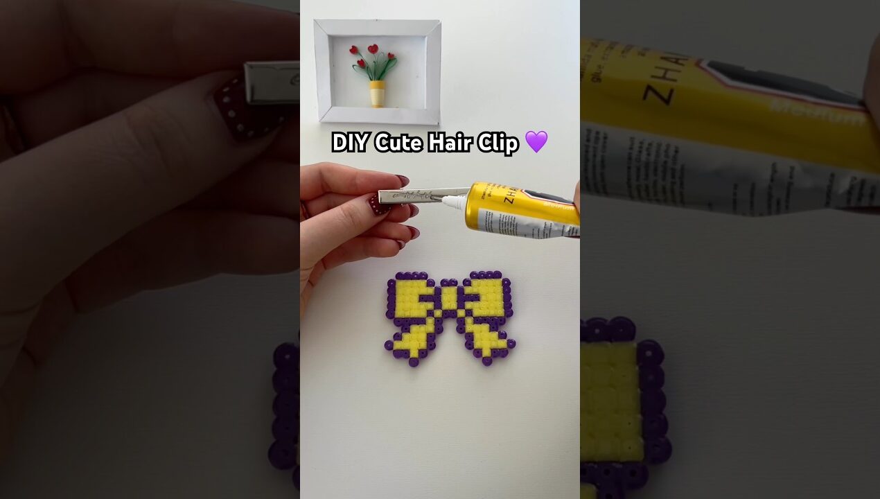 DIY Cute Bow Hair Clip 💕 Fun Perler Beads Idea