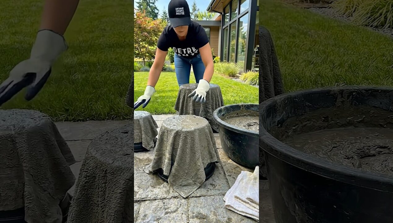 DIY Concrete Towel Planters: You Won’t Believe the Result! 🌸 #diy #upcycling
