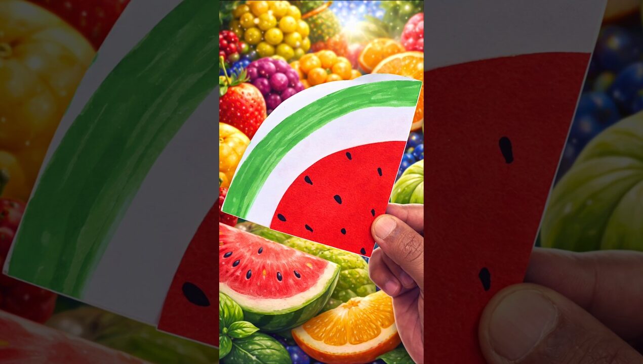 Paper sheet watermelon easy craft ideas for kids #shorts #ytshorts #watermelon #kids #diy #craft#art