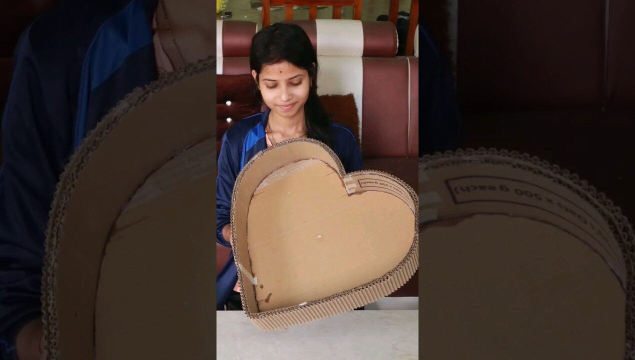 Heart Shaped Cardboard room Organizer #shorts #youtubeshorts #diy #crafts #homedecor #heart
