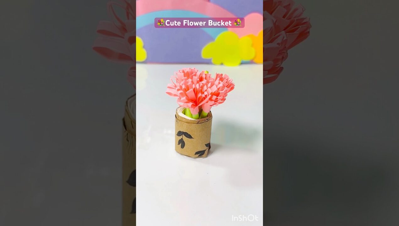 Easy flows bucket 💝😉easy paper crafts ideas 💕#diy #craft #paper #shorts