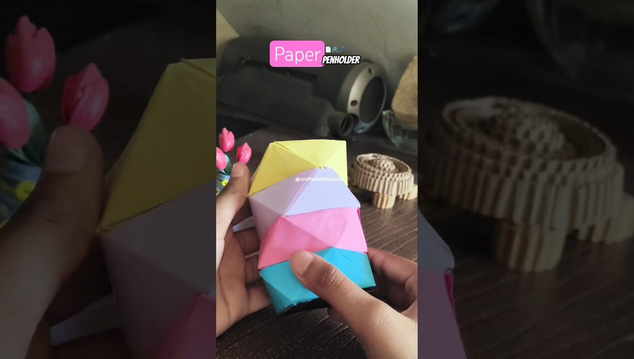 Easy to make paper pen holder 📄🖊️ | New craft ideas | #paperpenholder #aestheic #paper #diy #craft