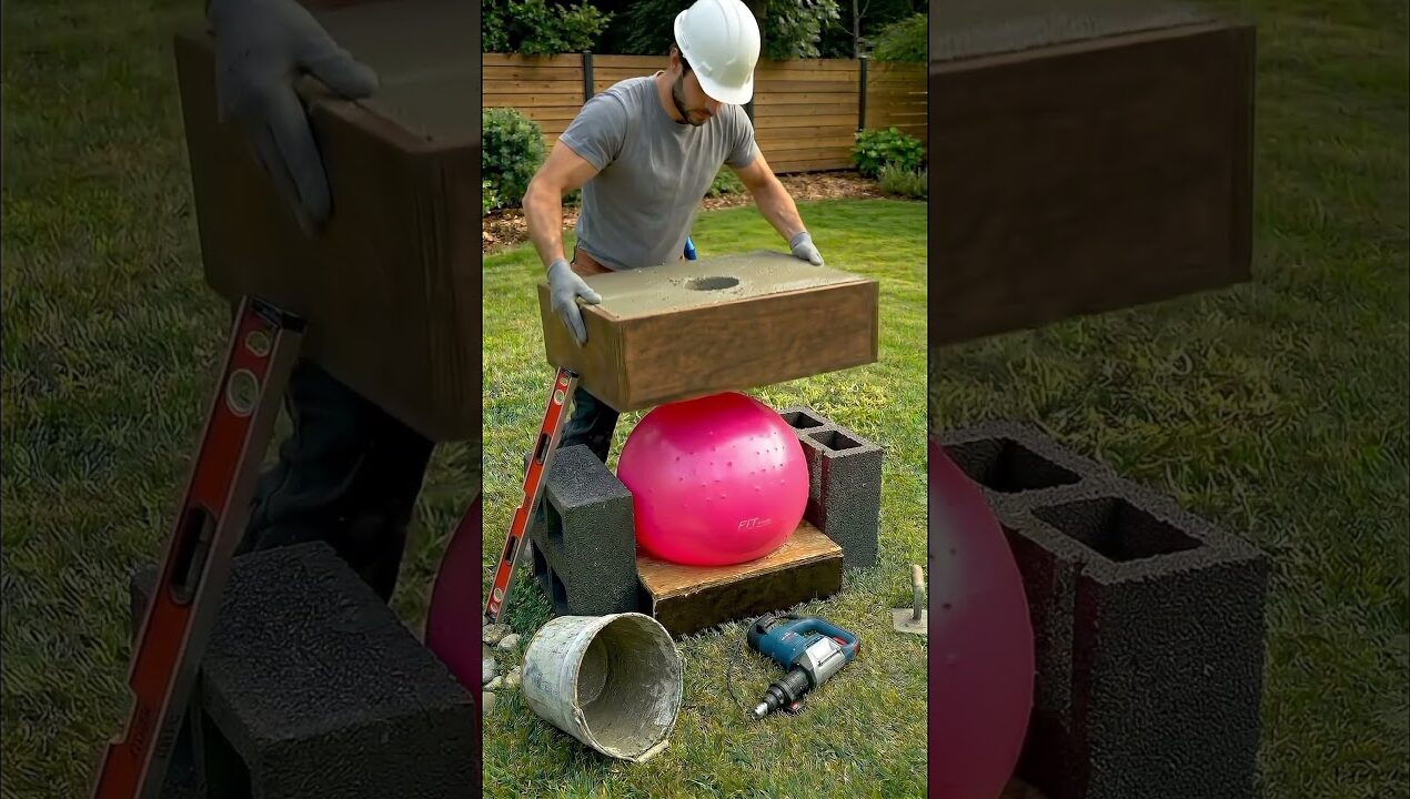 Não jogue fora sua bola de exercício! 🧘‍♂️#diy #concreto